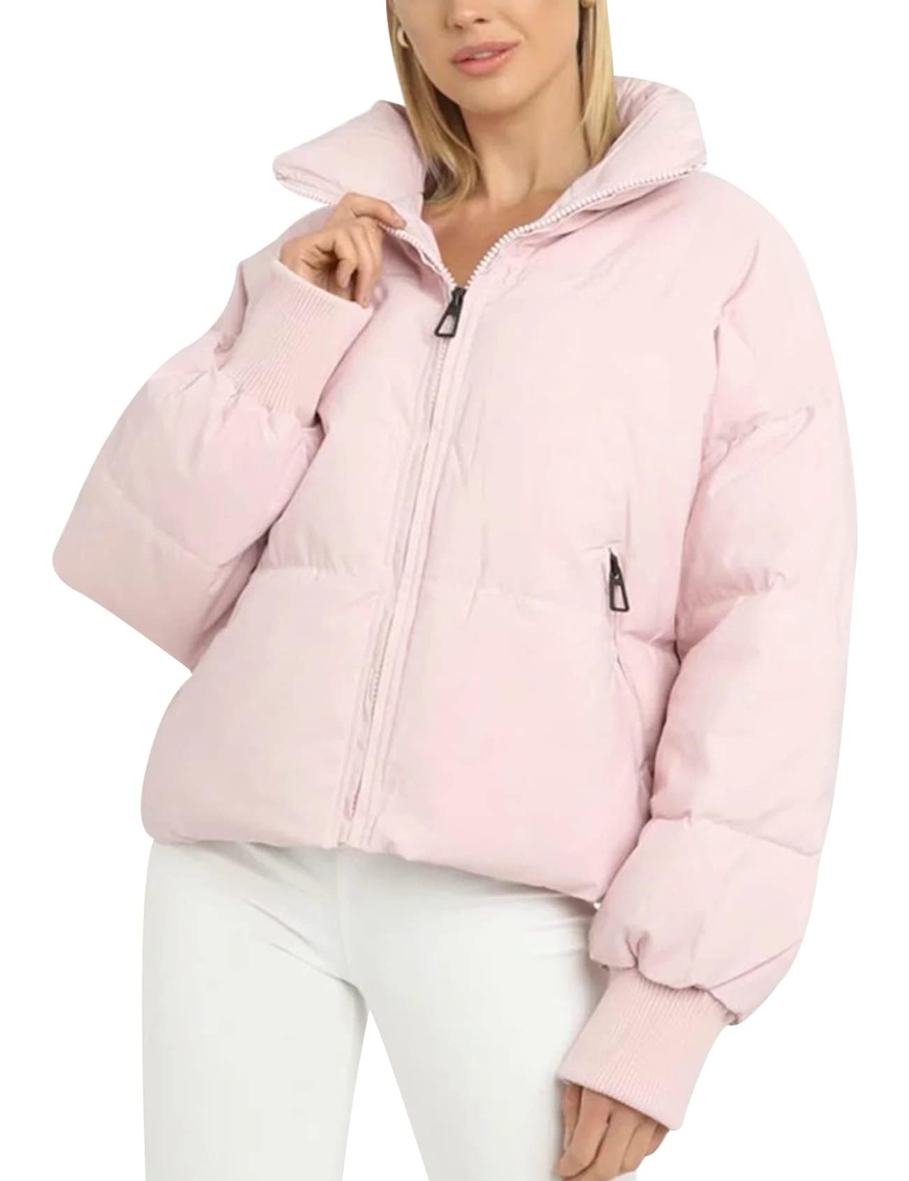 Gihuo Women’s Winter Cropped Puffer Jacket Coat Short Warm Quilted Jacket 2025